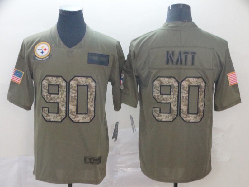 Men Pittsburgh Steelers #90 Watt Nike 2019 Olive Camo Salute to Service Limited NFL Jerseys->women nfl jersey->Women Jersey